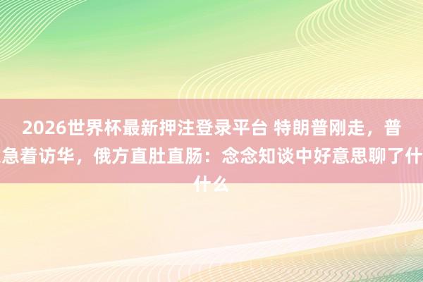 2026世界杯最新押注登录平台 特朗普刚走,普京急着访华,俄方直肚直肠:念念知谈中好意思聊了什么