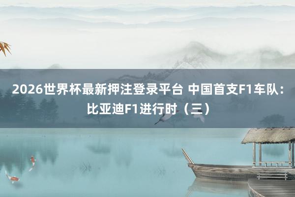 2026世界杯最新押注登录平台 中国首支F1车队：比亚迪F1进行时（三）