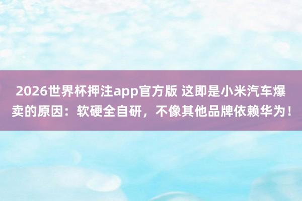 2026世界杯押注app官方版 这即是小米汽车爆卖的原因：软硬全自研，不像其他品牌依赖华为！