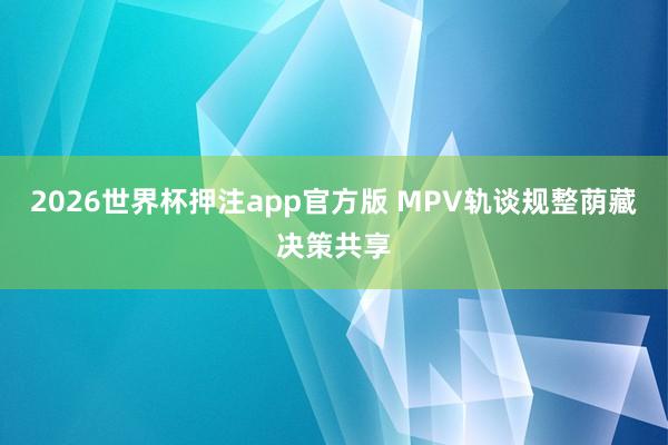 2026世界杯押注app官方版 MPV轨谈规整荫藏决策共享
