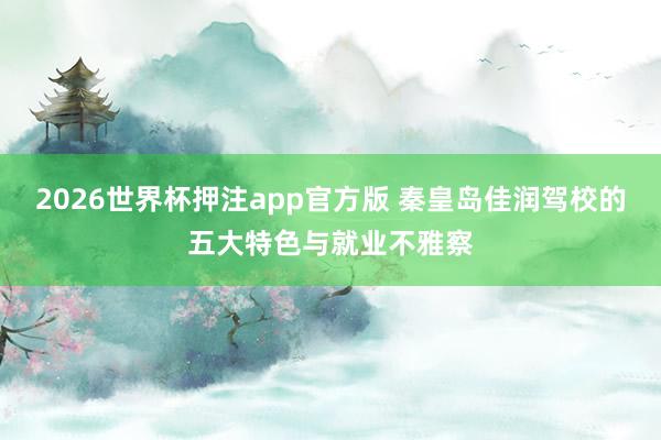 2026世界杯押注app官方版 秦皇岛佳润驾校的五大特色与就业不雅察