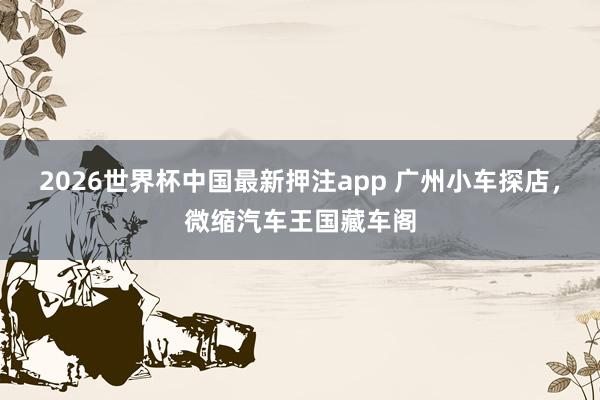 2026世界杯中国最新押注app 广州小车探店,微缩汽车王国藏车阁