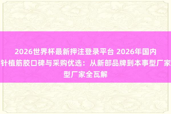 2026世界杯最新押注登录平台 2026年国内环氧打针植筋胶口碑与采购优选:从新部品牌到本事型厂家全瓦解