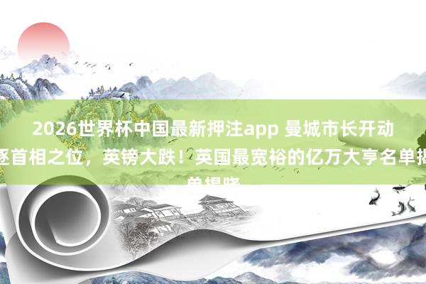2026世界杯中国最新押注app 曼城市长开动角逐首相之位，英镑大跌！英国最宽裕的亿万大亨名单揭晓