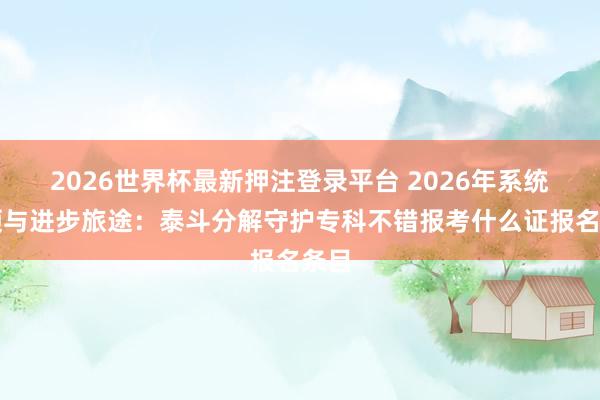 2026世界杯最新押注登录平台 2026年系统要领与进步旅途：泰斗分解守护专科不错报考什么证报名条目