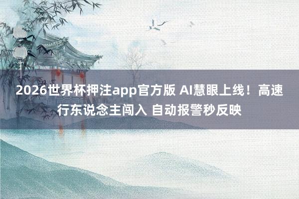 2026世界杯押注app官方版 AI慧眼上线!高速行东说念主闯入 自动报警秒反映