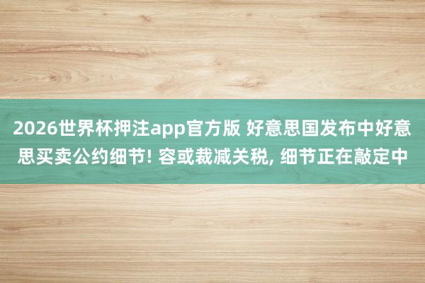 2026世界杯押注app官方版 好意思国发布中好意思买卖公约细节! 容或裁减关税, 细节正在敲定中