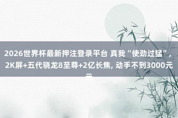 2026世界杯最新押注登录平台 真我“使劲过猛”, 2K屏+五代骁龙8至尊+2亿长焦, 动手不到3000元