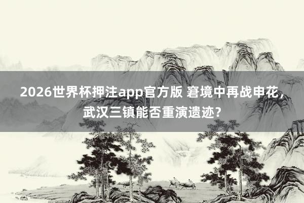2026世界杯押注app官方版 窘境中再战申花,武汉三镇能否重演遗迹?