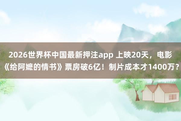 2026世界杯中国最新押注app 上映20天,电影《给阿嬷的情书》票房破6亿!制片成本才1400万?