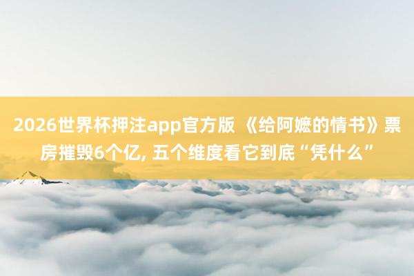 2026世界杯押注app官方版 《给阿嬷的情书》票房摧毁6个亿, 五个维度看它到底“凭什么”