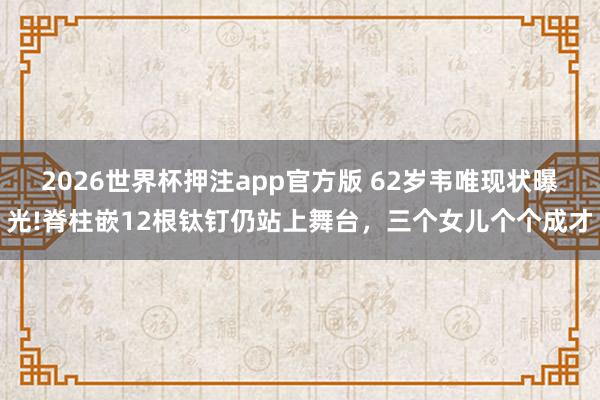 2026世界杯押注app官方版 62岁韦唯现状曝光!脊柱嵌12根钛钉仍站上舞台,三个女儿个个成才