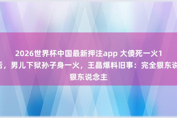 2026世界杯中国最新押注app 大傻死一火15年后,男儿下狱孙子身一火,王晶爆料旧事:完全狠东说念主