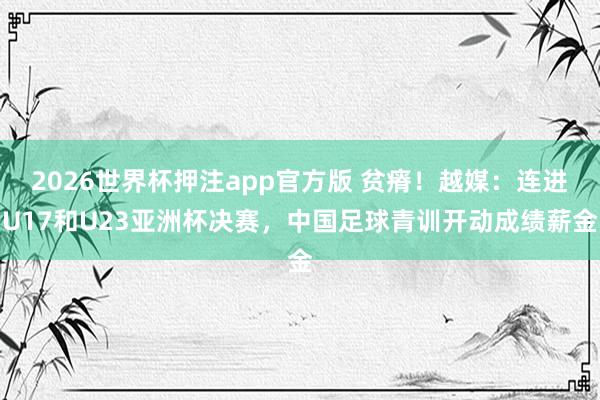 2026世界杯押注app官方版 贫瘠!越媒:连进U17和U23亚洲杯决赛,中国足球青训开动成绩薪金