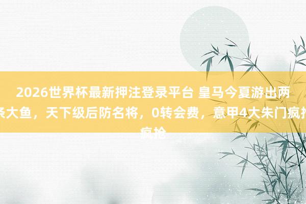 2026世界杯最新押注登录平台 皇马今夏游出两条大鱼,天下级后防名将,0转会费,意甲4大朱门疯抢