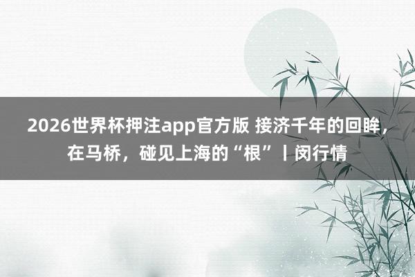 2026世界杯押注app官方版 接济千年的回眸,在马桥,碰见上海的“根”丨闵行情