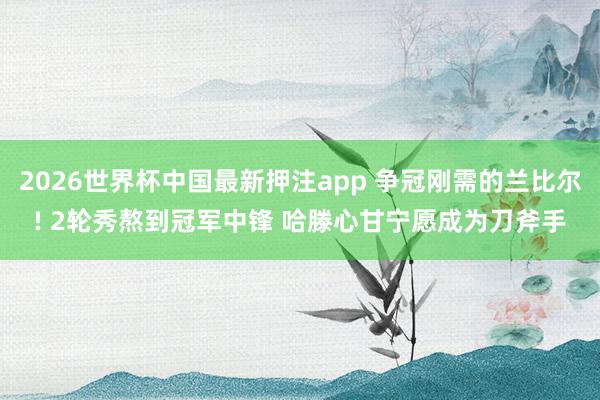 2026世界杯中国最新押注app 争冠刚需的兰比尔! 2轮秀熬到冠军中锋 哈滕心甘宁愿成为刀斧手