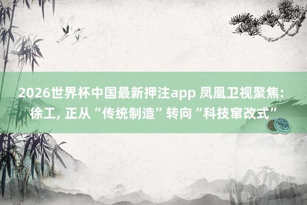 2026世界杯中国最新押注app 凤凰卫视聚焦: 徐工, 正从“传统制造”转向“科技窜改式”