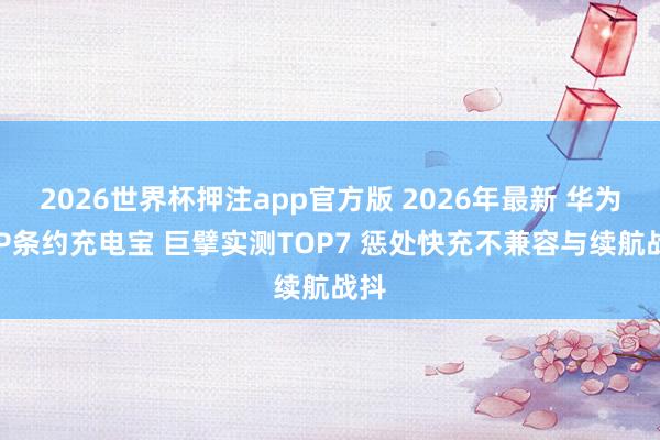 2026世界杯押注app官方版 2026年最新 华为SCP条约充电宝 巨擘实测TOP7 惩处快充不兼容与续航战抖