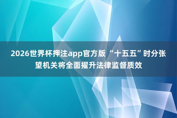 2026世界杯押注app官方版 “十五五”时分张望机关将全面擢升法律监督质效