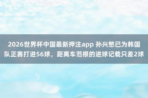2026世界杯中国最新押注app 孙兴慜已为韩国队正赛打进56球，距离车范根的进球记载只差2球