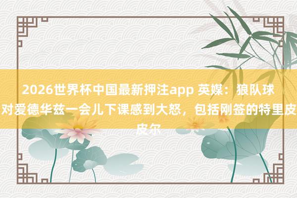 2026世界杯中国最新押注app 英媒:狼队球员对爱德华兹一会儿下课感到大怒,包括刚签的特里皮尔