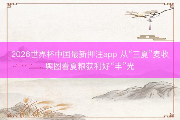 2026世界杯中国最新押注app 从“三夏”麦收舆图看夏粮获利好“丰”光
