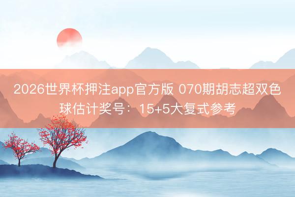 2026世界杯押注app官方版 070期胡志超双色球估计奖号:15+5大复式参考